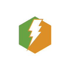 Polygon and charge icon Design