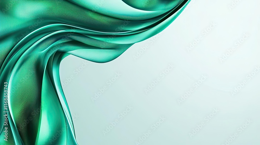 Poster Ink abstract background idea. Elegant flowing fabric in soothing green tones for creative design projects.