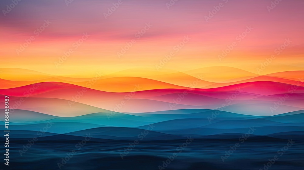 Poster rainbow abstract background concept. vibrant abstract landscape showing colorful waves of hues blend