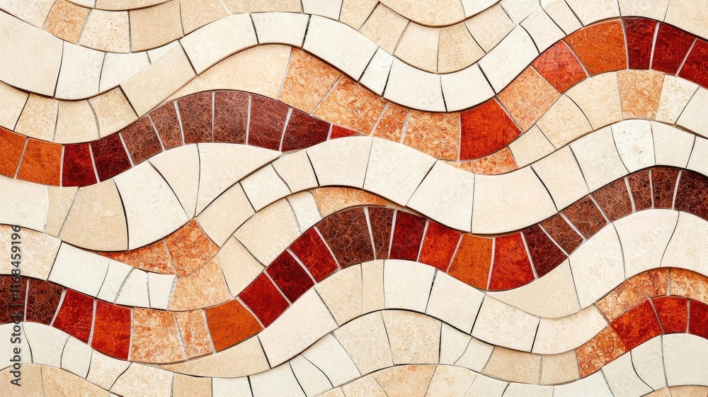 Poster Mosaic abstract background concept. Colorful mosaic tiles create a beautiful wave pattern for vibrant decoration.