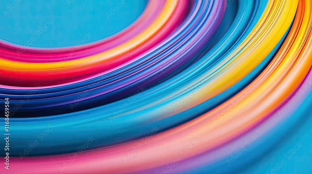 Poster Rainbow abstract background concept. A vibrant swirl of colorful lines creating an energetic and dynamic visual effect.
