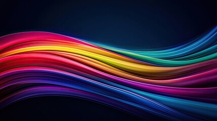 Naklejka premium Rainbow abstract background concept. Vibrant waves of color flowing across a dark background, representing creativity and energy.
