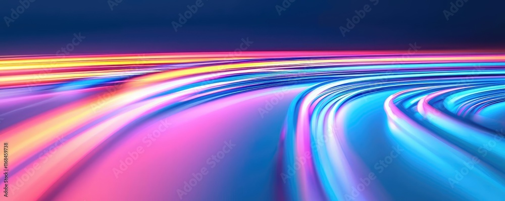 Poster Rainbow abstract background concept. Vibrant abstract light trails create a dynamic, futuristic background design.