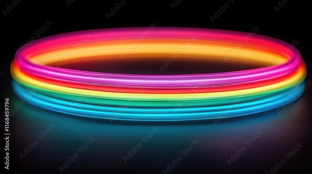 Poster rainbow abstract background concept. bright neon rings in vivid colors create a vibrant, modern visu