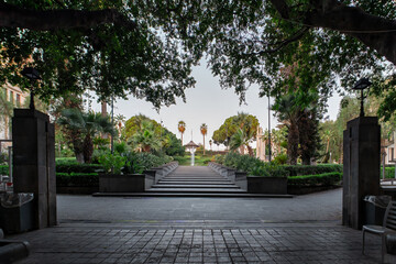 Entrance of Giardino Bellini with Fountain and Music Kiosk, Catania, Sicily