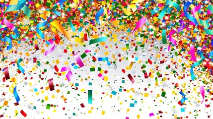 Colorful confetti floating around with sparkling backgrounds creating a festive atmosphere for holiday promotions. Bringing joy and excitement to attract people during the holiday season, making 