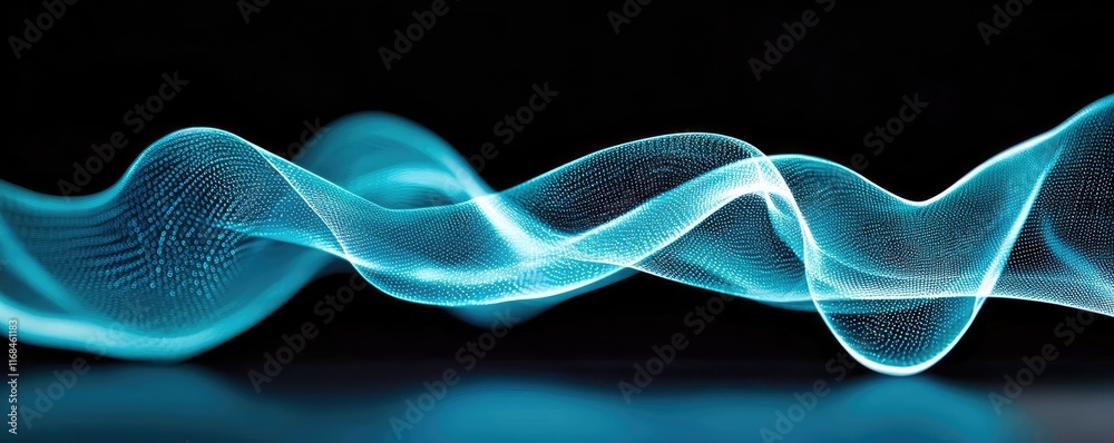 Poster ink abstract background idea. abstract representation of sound waves in blue tones on a black backgr