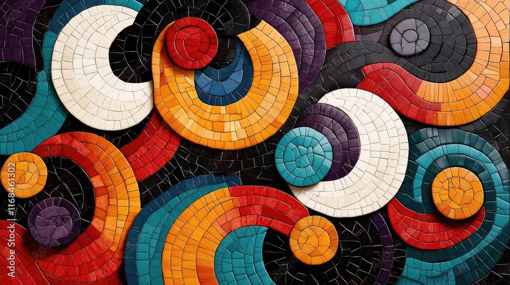Aufkleber Mosaic abstract background concept. Colorful abstract mosaic design with circular patterns and vibrant details.