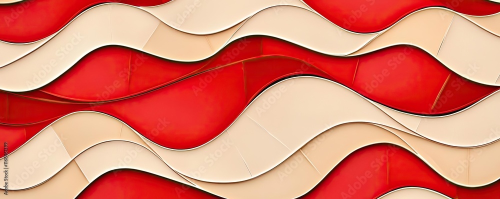 Aufkleber Mosaic abstract background concept. Abstract wavy patterns in red and beige create a dynamic visual texture.