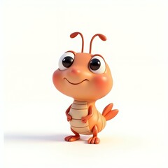 Obraz premium Adorable 3D Render of a Cute Cartoon Shrimp