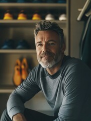 Mature Man in a Lockers Room