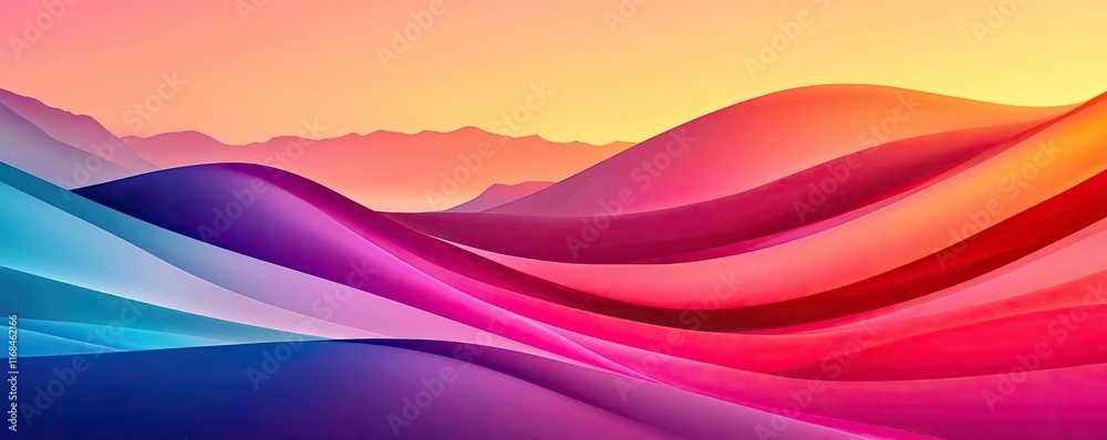 Poster rainbow abstract background concept. colorful abstract waves with a gradient that evoke creativity a