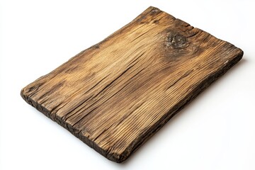 Fototapeta premium Rustic brown wooden board isolated on white.