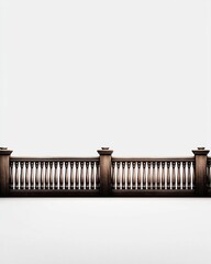 Obraz premium Elegant wooden balcony railing against minimalist white background