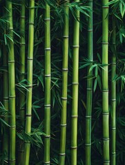 Green Bamboo in a Dense Forest
