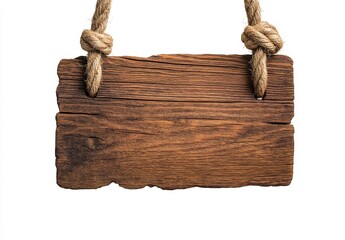 Rustic wooden sign hanging on rope. (2)