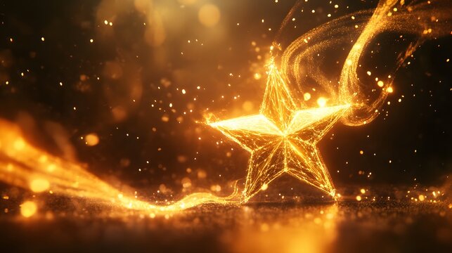 Golden Star Dust Sparkles Brightly In Dark