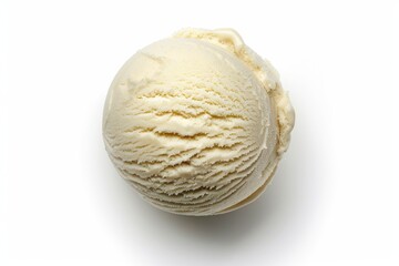 Fototapeta premium Vanilla ice cream scoop from top or from above isolated on white background. Including clipping path