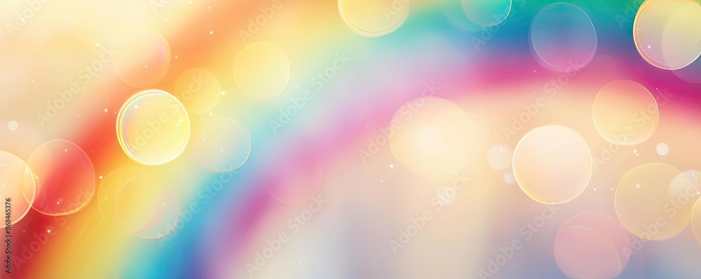 Poster Rainbow abstract background concept. A vibrant rainbow with soft bokeh effect, symbolizing hope and beauty in nature.