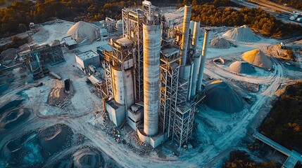 Industrial Cement Factory with Machinery and Materials