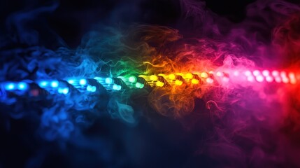 Fototapeta premium Rainbow LED Lights in Smoky Atmosphere