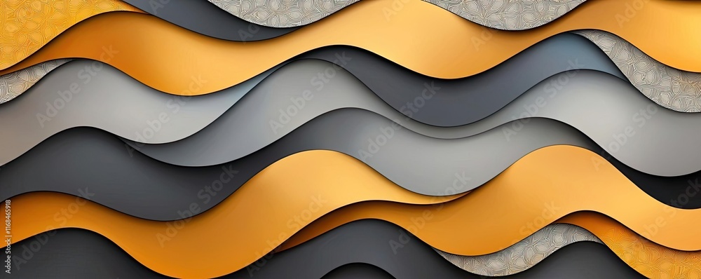Aufkleber mosaic abstract background concept. a vibrant abstract design featuring wavy layers in gold, grey, a