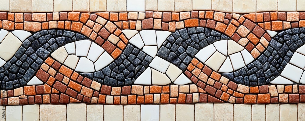 Poster Mosaic abstract background concept. Colorful mosaic design featuring intertwined patterns of tiles in striking arrangements.