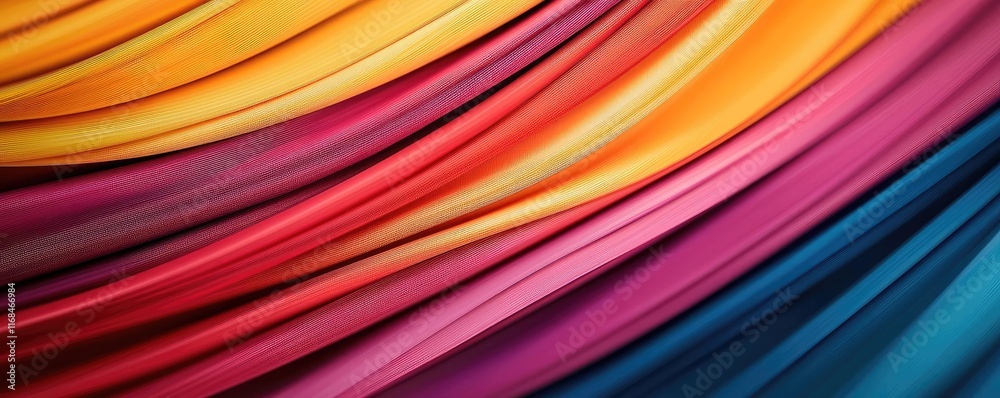 Poster Rainbow abstract background concept. A vibrant display of colorful fabric waves showcasing texture and depth.