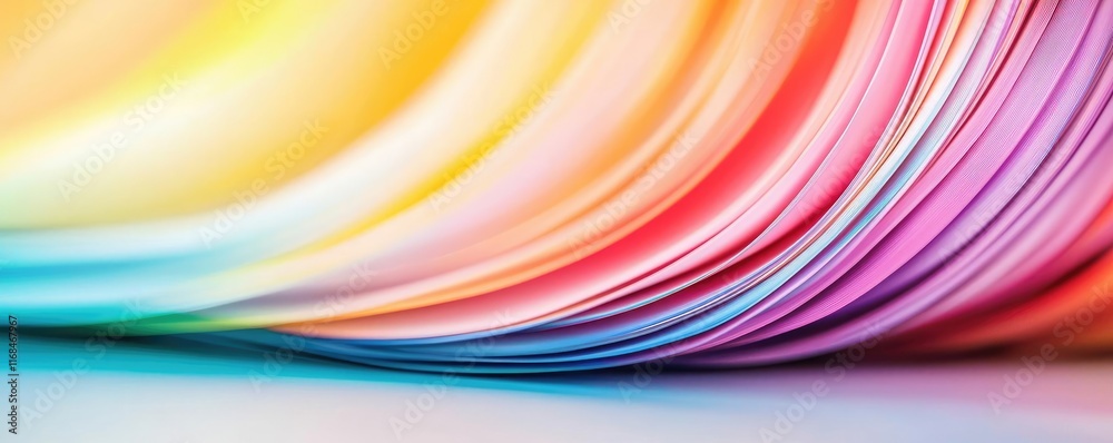 Poster rainbow abstract background concept. colorful paper sheets cascading in a wave, showcasing vibrant h