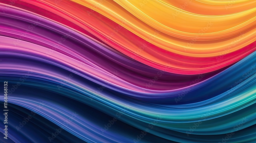 Poster Rainbow abstract background concept. Vibrant, flowing waves of color creating a dynamic abstract background design.