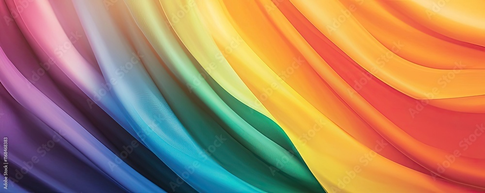 Poster rainbow abstract background concept. vibrant and colorful silk fabric flowing in waves, creating a s