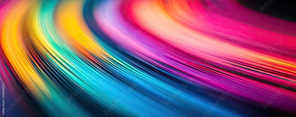 Poster Rainbow abstract background concept. Vibrant, colorful waves of light creating a dynamic abstract background.