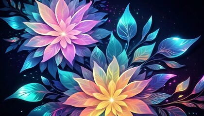 Luminous Floral Arrangement Glowing Darkly Beautiful