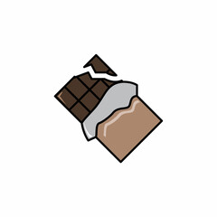 The broken chocolate vector with torn wrapper gives a cute feel, with a simple black outline.