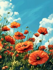 Obraz premium Field of Red Poppies