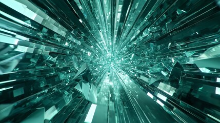 3D Geometric Glassmorphism 4K Background with Green Tones