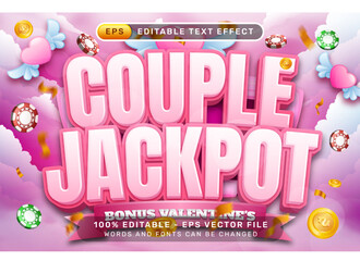 couple jackpot valentines day 3d text effect and editable text effect