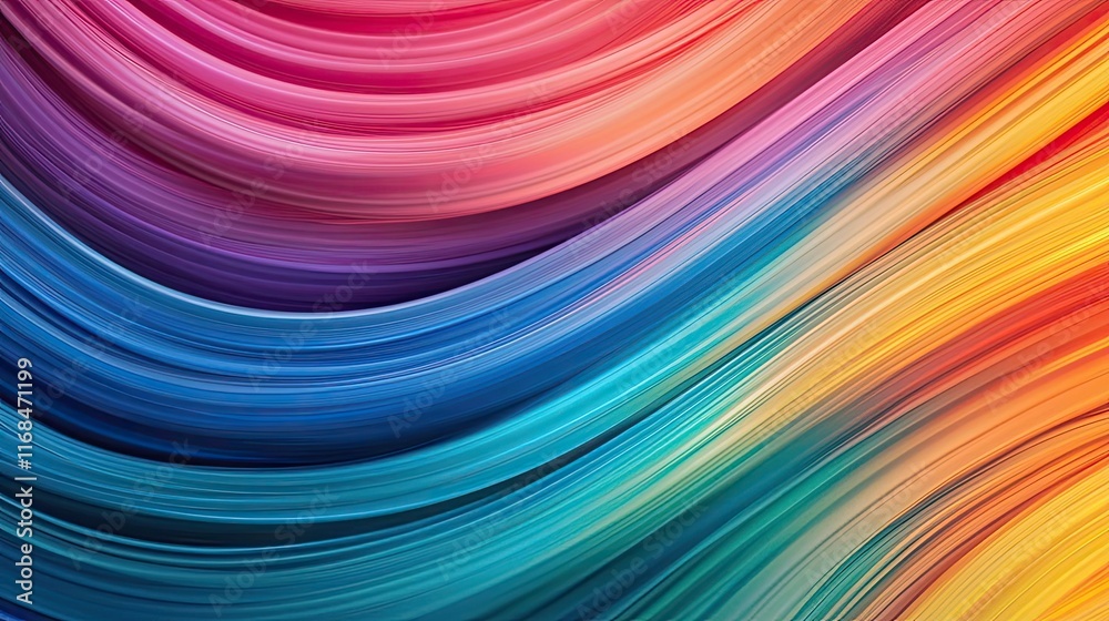 Poster Rainbow abstract background concept. Vibrant abstract waves of color create a dynamic and energetic visual experience.
