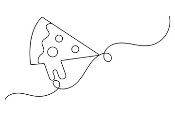 Obraz premium Pizza fast food in one line of minimalist vector icon with black and white background 