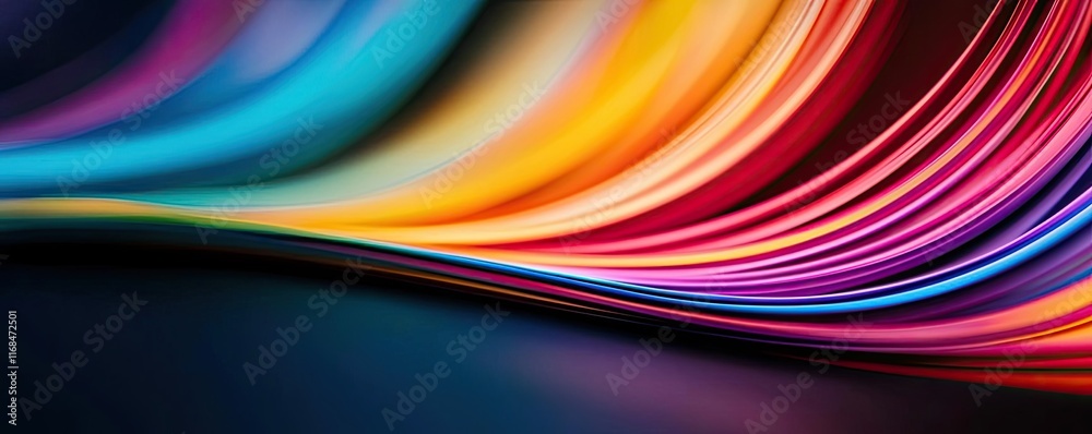 Poster Rainbow abstract background concept. Vibrant abstract colors flowing in waves creating a dynamic visual experience.