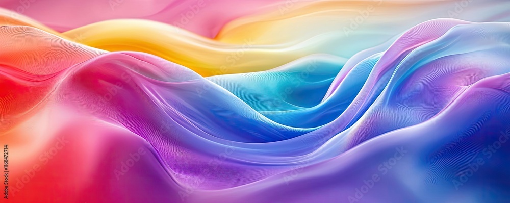 Poster Rainbow abstract background concept. A vibrant abstract fabric wave showcasing colorful, flowing textures and gradients.