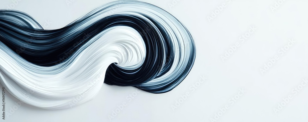 Poster ink abstract background idea. abstract swirl of black and white paint on a clean, minimal backdrop.