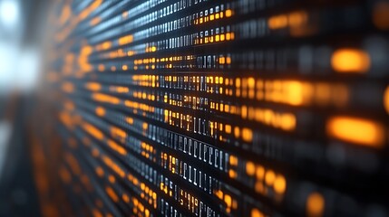 Obraz premium Abstract Digital Data Stream Illuminated In Orange
