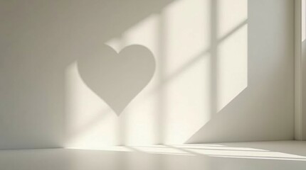Minimalist Heart Shadow from Sunlit Window.