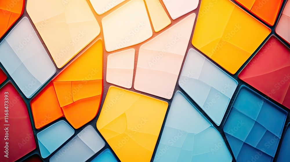 Aufkleber Mosaic abstract background concept. Colorful geometric shapes create a vibrant abstract background for design projects.