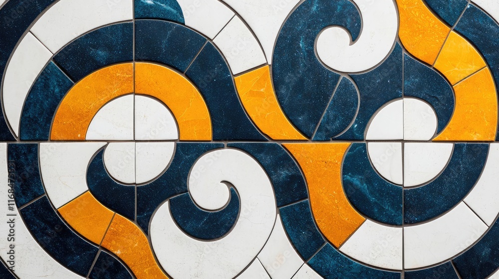 Poster mosaic abstract background concept. colorful geometric tile pattern showcasing vibrant swirls and sh
