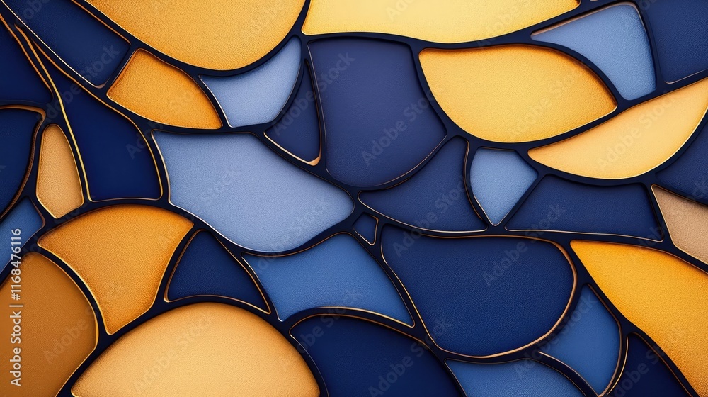 Poster mosaic abstract background concept. abstract stained glass design with vibrant blue and orange shape