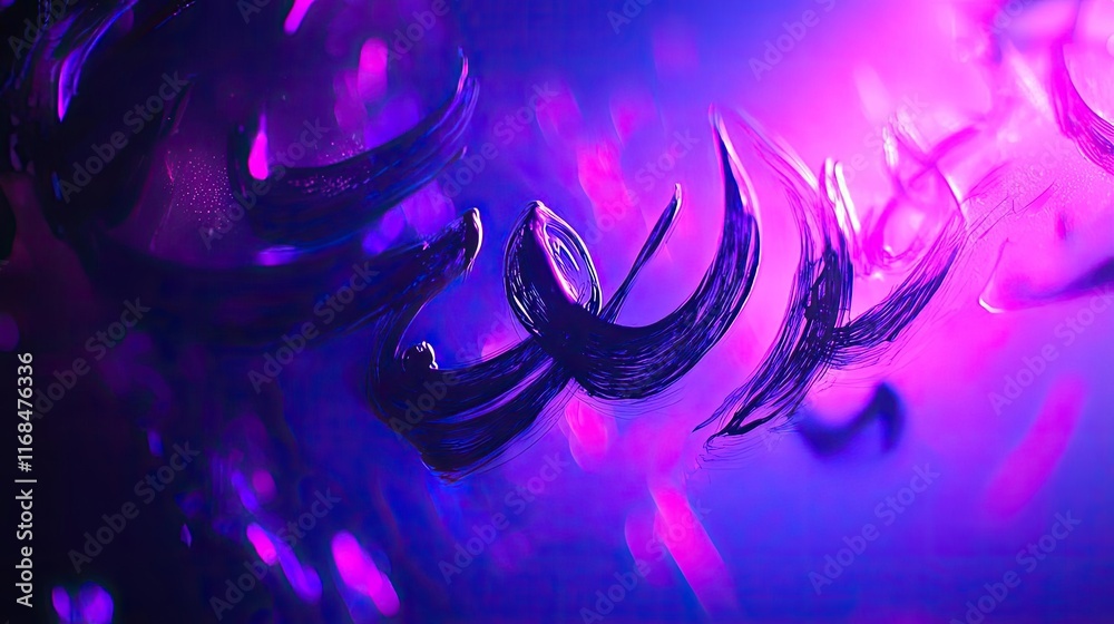 Poster Ink abstract background idea. Vibrant abstract shapes swirling in purple hues, creating a dynamic visual experience.