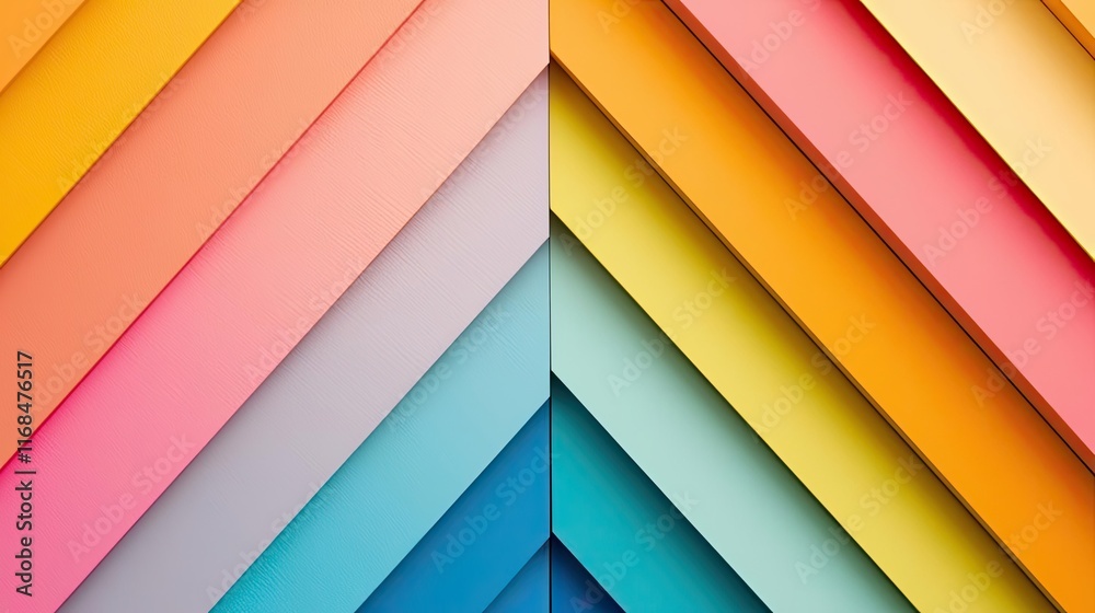 Aufkleber Rainbow abstract background concept. Vibrant, layered paper in various colors creating a dynamic visual pattern.