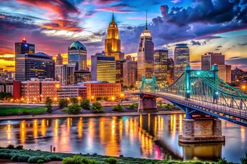 Obraz premium Cincinnati Ohio Skyline Urban Architecture Cityscape - Stock Photo